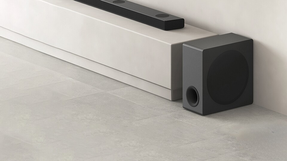 Der externe Subwoofer ist sowas wie das Sahnestück an der LG-Soundbar.