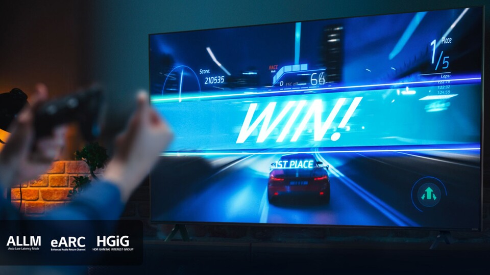 Da die 86-Zoll-Version des LG NANO81T6A ein 120Hz-Display besitzt, ist sie bestens fürs Gaming mit PS5 und Xbox Series X geeignet.