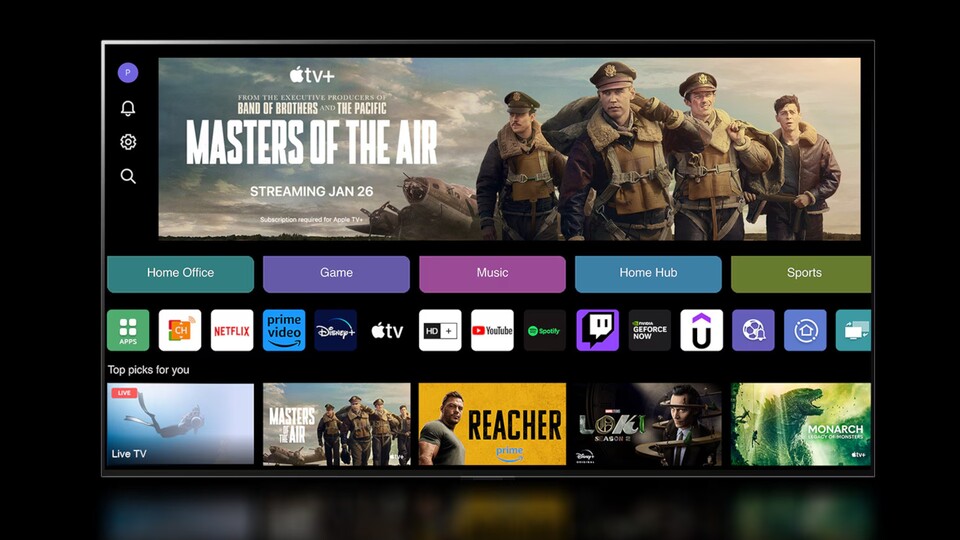 Das WebOS-Betriebssystem der LG OLED 4K-Fernseher bietet eine umfangreiche Auswahl an Streaming-Apps