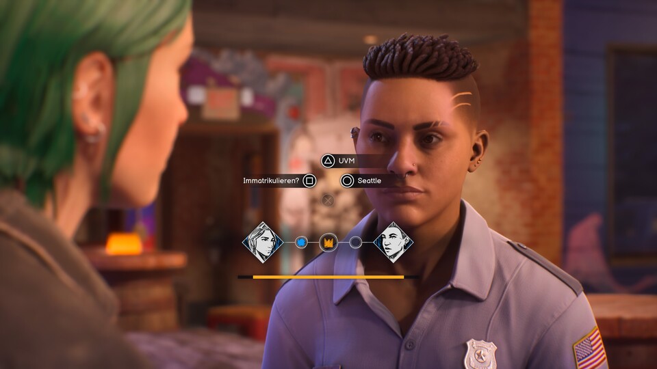 Wähle ich mehrfach hintereinander das richtige Stichwort, kann ich Chloes Gegenüber überzeugen.