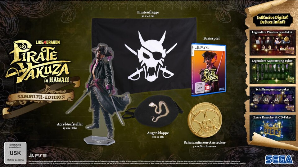 Neben physischen Extras bietet euch die Collectors Edition von Like a Dragon: Pirate Yakuza in Hawaii auch die DLC-Inhalte der Deluxe Edition.