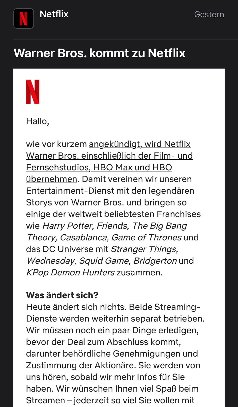 Hier der betreffende Auszu aus der aktuellen E-Mail von Netflix.