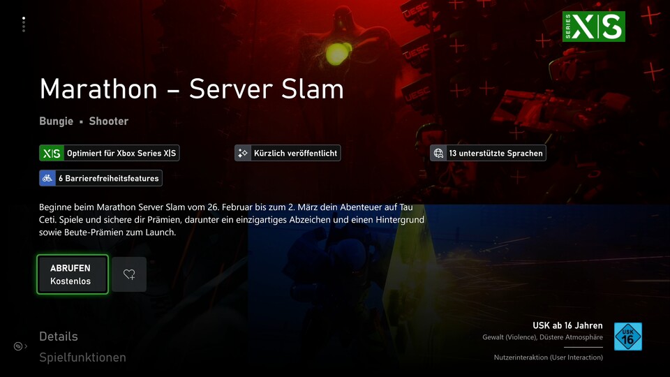 Der Server Slam-Client im Xbox Store.