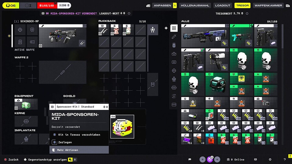 Ein Blick in das Ausrüstungsmenü von Marathon. Einige Spieler*innen erinnert das an dem Spielebaukasten Roblox.