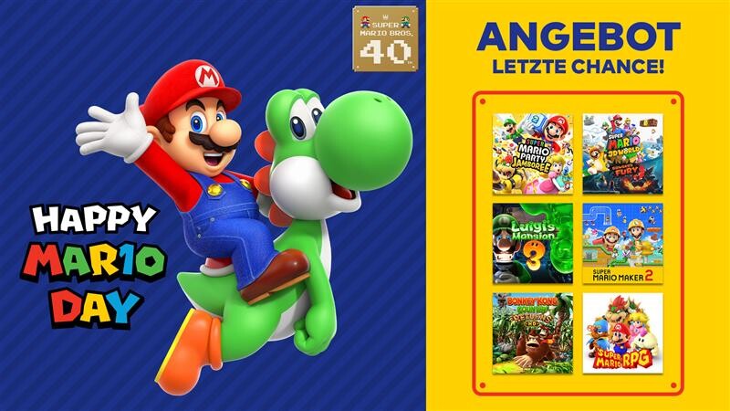 Nur noch bis zum 15. März könnt ihr euch im Nintendo eShop Mario-Spiele günstig sichern.