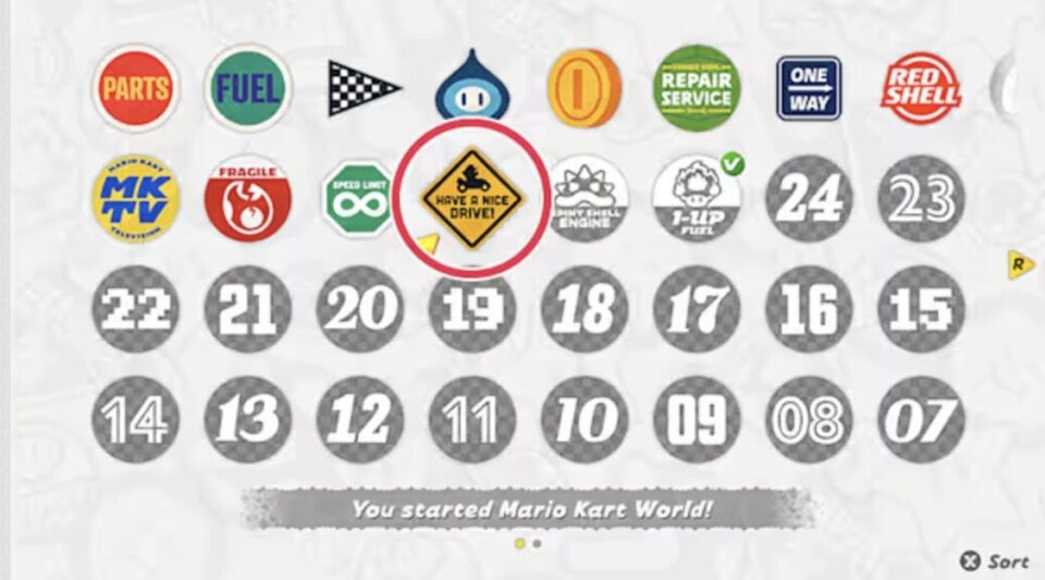 Der Sticker-Auswahlmenü von Mario Kart World (Quelle: Nintendo.com)
