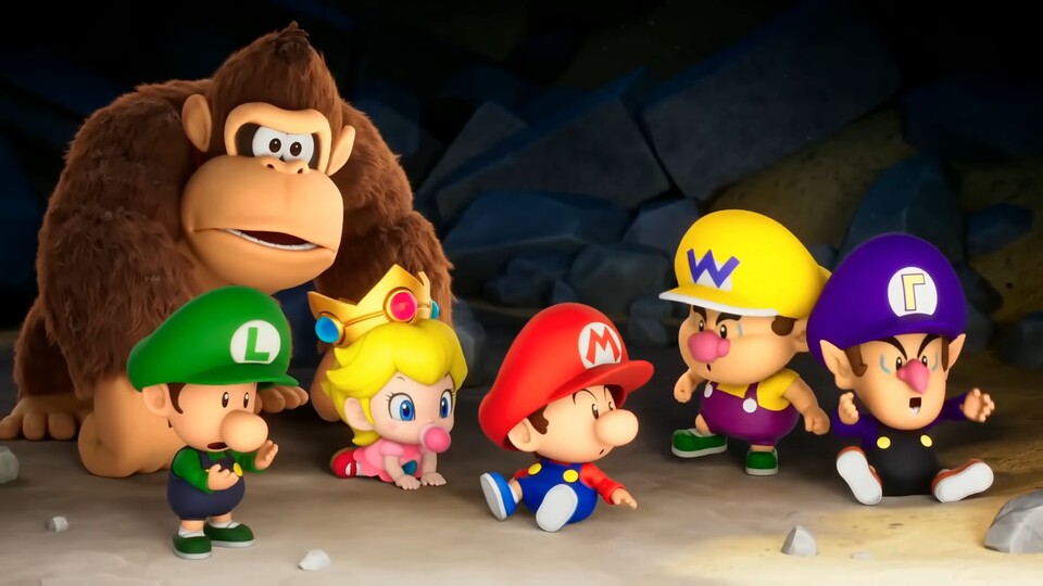 Im Abenteuermodus werden Mario und andere Charaktere des Universums in Babys verwandelt.