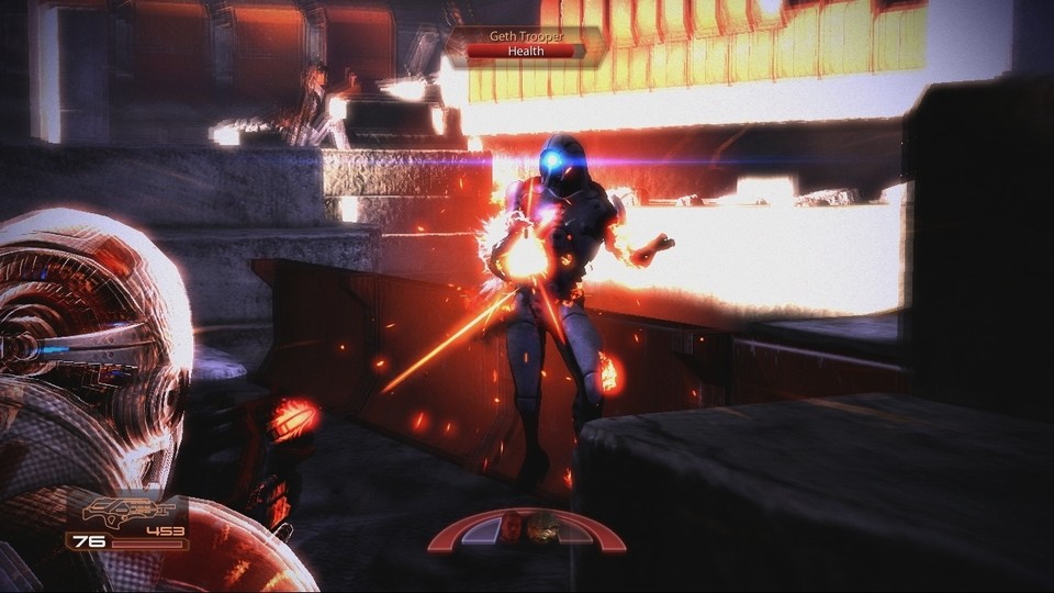Mass Effect 2: Der Adrenalin-Skill schärft Shepards Sinne und lässt euch im psychedelischen Bullet-Time-Stil.