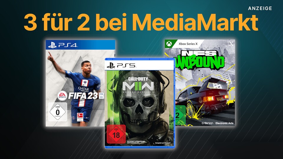 Bei MediaMarkt könnt ihr jetzt drei Spiele für PS4, PS5, Xbox oder PC kaufen und müsst nur zwei bezahlen.