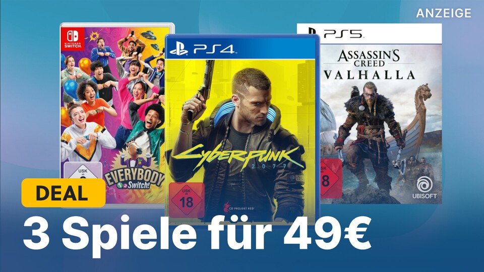 Bei MediaMarkt könnt ihr jetzt drei Spiele für PS5, PS4, Xbox und Nintendo Switch zusammen für 49€ abstauben.