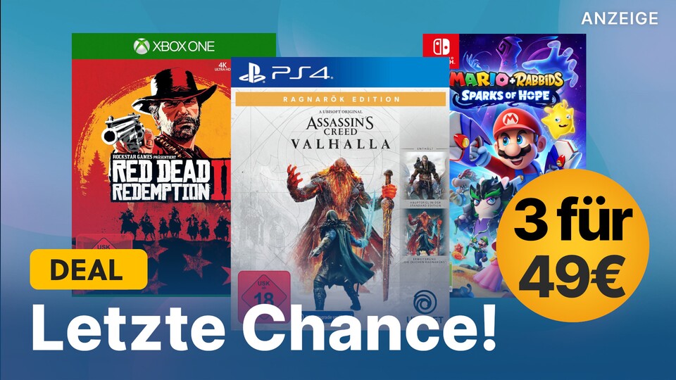 Durch die 3-für-49€-Sales bei Amazon und MediaMarkt könnt ihr euch noch bis Sonntag günstig Spiele für Nintendo Switch, PS5, PS4, Xbox und PC sichern.