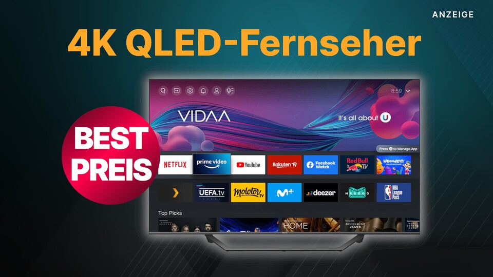 Den QLED-Fernseher Hisense 43A79GQ gibt es jetzt günstig bei MediaMarkt, aber nur für einen Tag.