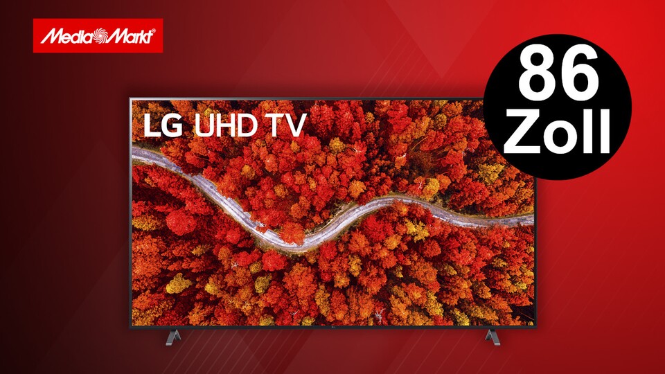 Bis zum Wochenende gibt es den 4K-Fernseher LG UP80009 mit gigantischen 86 Zoll bei MediaMarkt günstig im Angebot.