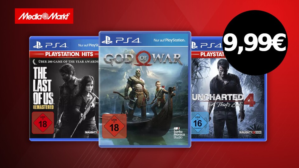 Bei MediaMarkt und Saturn gibt es gerade große PS4-Hits für 9,99 Euro im Angebot. Außerdem läuft noch eine 3-für-2-Aktion.