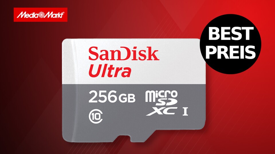Die Switch-taugliche MicroSD-Speicherkarte SanDisk Ultra mit 256 GB gibt es bei MediaMarkt jetzt günstig im Angebot.