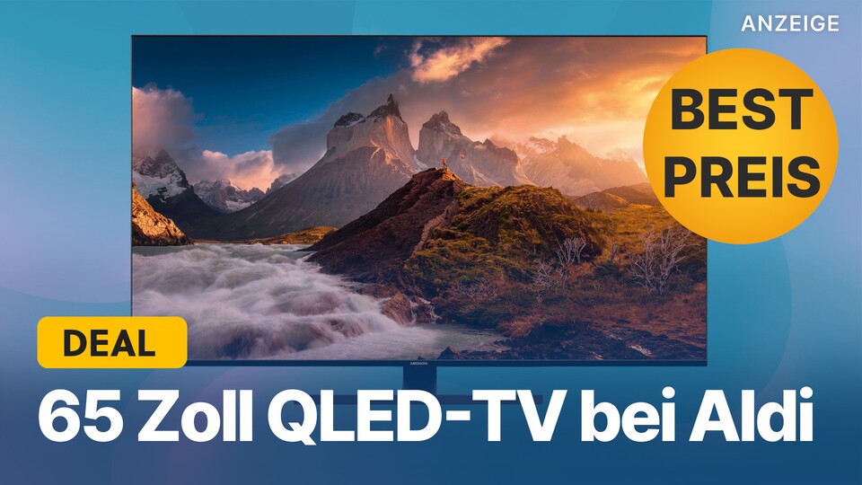 Weihnachts-Schnäppchen bei Aldi: Jetzt könnt ihr euch einen 65 Zoll großen QLED 4K-Fernseher von Medion günstig schnappen.