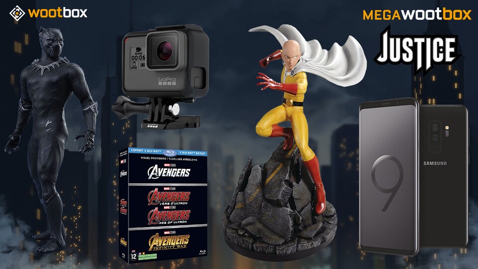 Die Megawootbox Justice enthält die neueste Technik aus Wakanda sowie ein großes Filmspektakel in der Avengers Blu-ray-Box und eine One Punch Man-Figur!