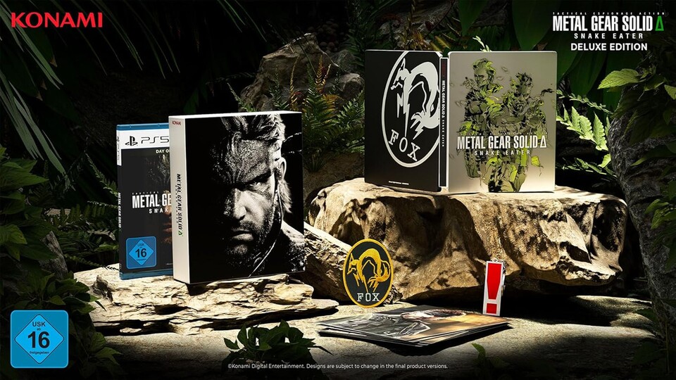 Das Sammlerstück: Die Deluxe Edition bietet euch neben dem schicken Steelbook auch physische Goodies für echte Metal-Gear-Liebhaber.