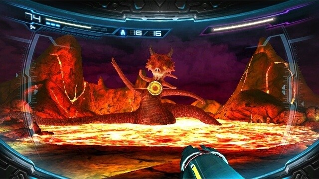 Metroid Other M: Dieses Lava Monster bekämpft ihr mit einer Kombination aus all eurem Können. [Wii]