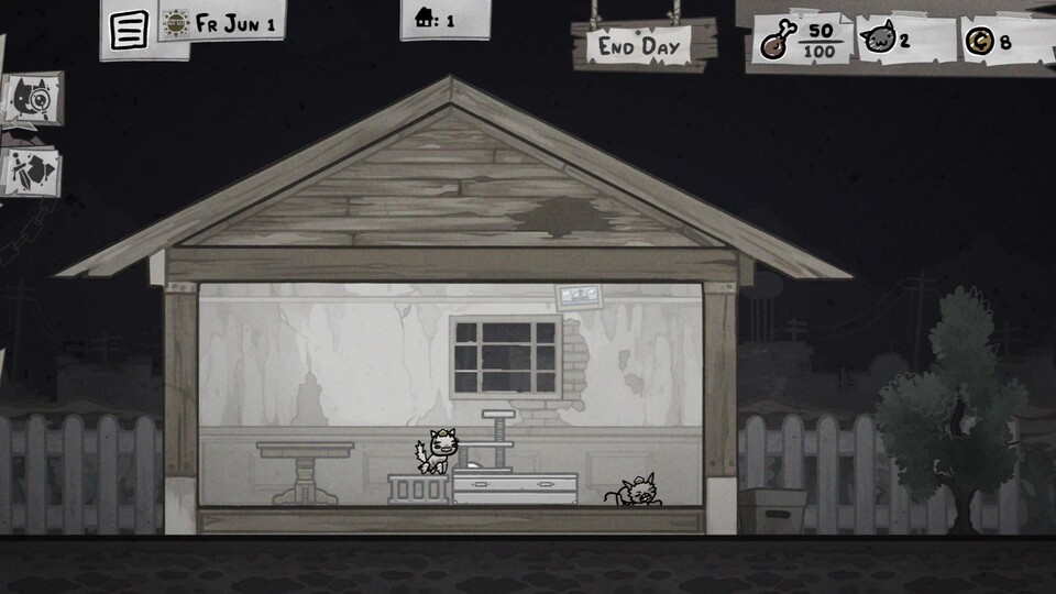 Im Katzenhaus geht es wild zur Sache. Das Ganze könnt ihr als Hub verstehen, bevor es in die Runs geht.