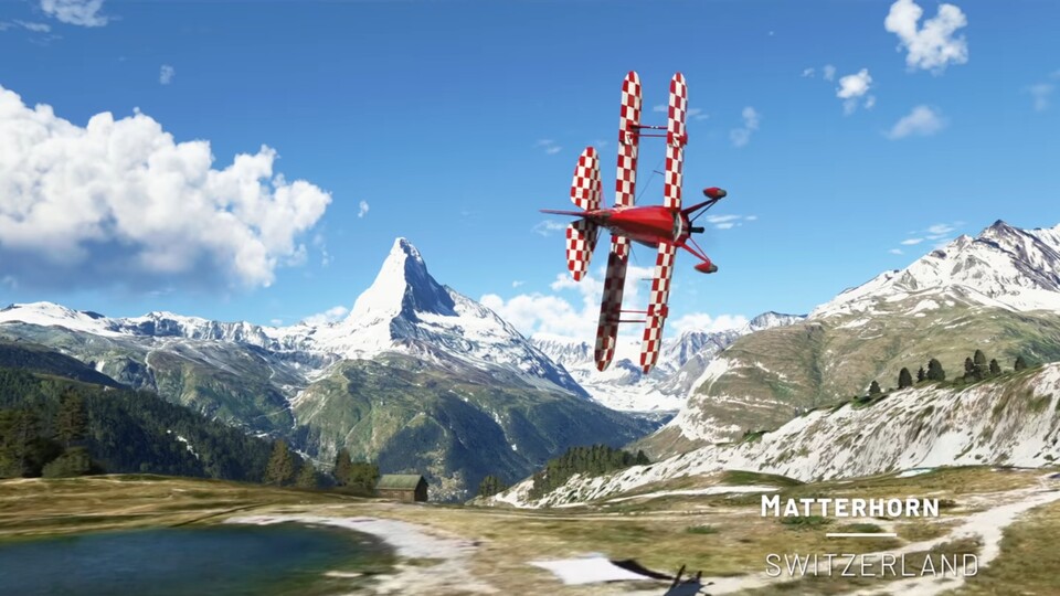 So sieht das Matterhorn dann im Microsoft Flight Simulator dank World Update 6 aus.