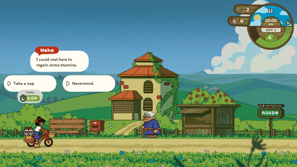 Unterwegs treffe ich Charaktere, liefere Milch ab oder erfülle Aufgaben für die NPCs.