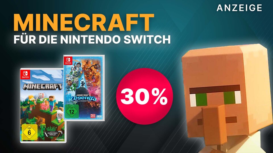 Da staunt sogar der Villager... oder? Aktuell könnt ihr euch Minecraft und Minecraft Legends mit bis zu 30% Rabatt für die Nintendo Switch gönnen!