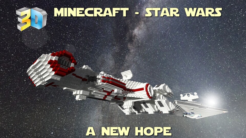 Der Benutzer »ParadiseDecay« setzt derzeit den Film »Star Wars IV: A New Hope« mithilfe von Minecraft um.