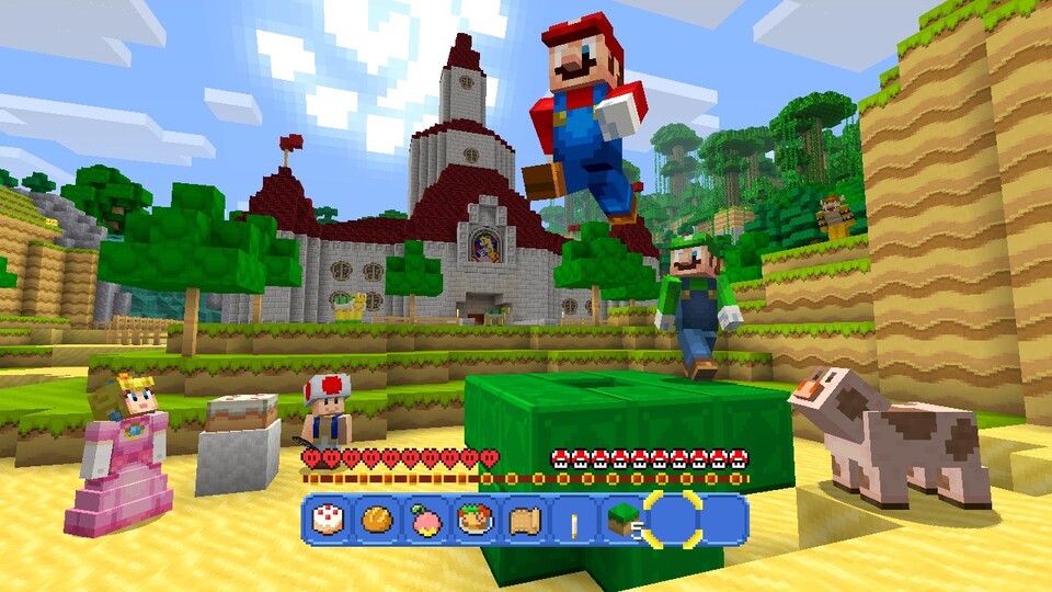 Ab dem 18. Mai können Minecraft-Spieler auf der Wii U auch exklusive Elemente aus &quot;Super Mario Spielen&quot; verwenden. Das AddOn erscheint als kostensloser Download.