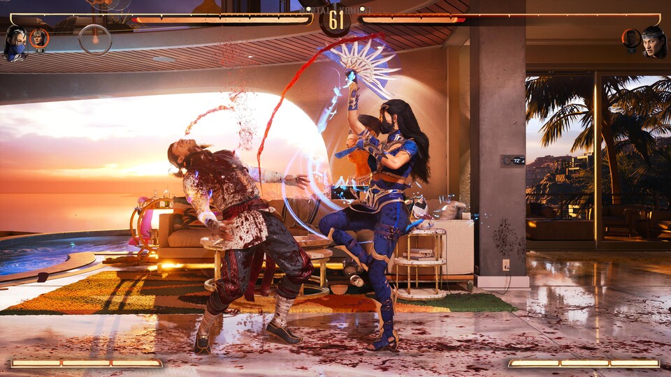 Ja, kein Zweifel: Das Blut spritzt reichlich, es muss also Mortal Kombat sein.