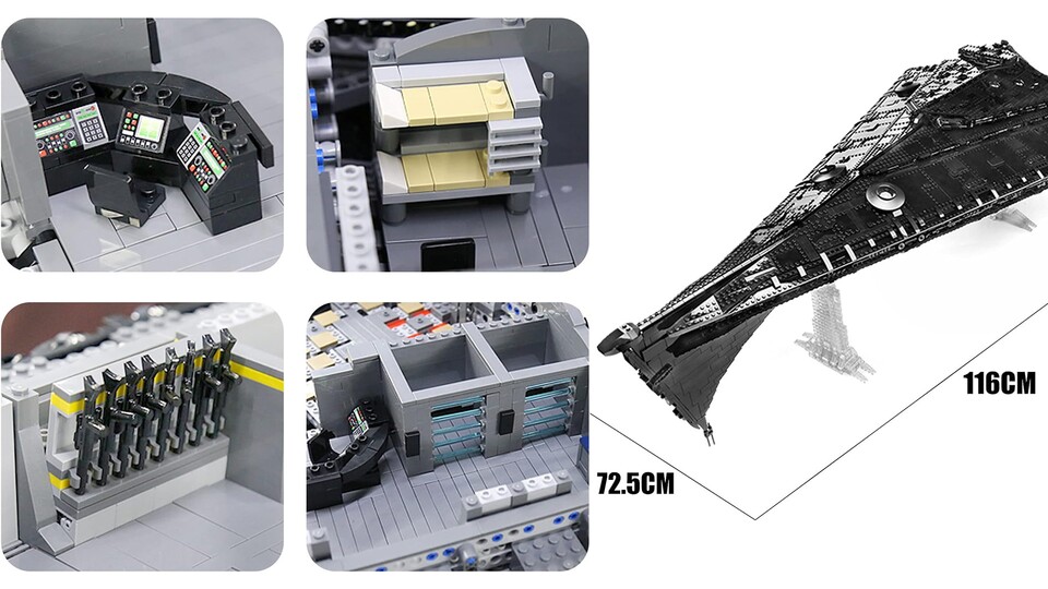 Mit über einem Meter Länge ist der Eclipse-Sternenzerstörer wirklich giganisch. Ein Ausstell-Set, das definitiv Blicke auf sich zieht.