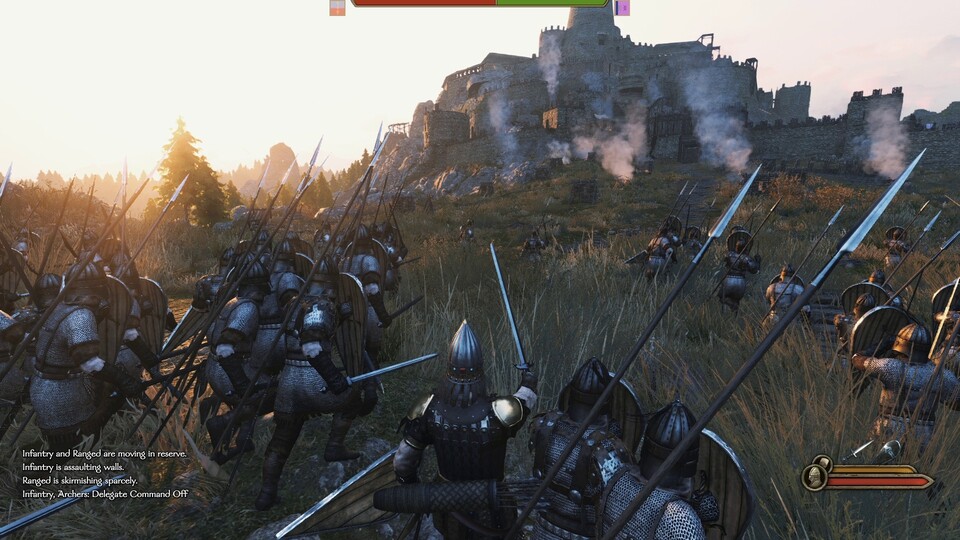 An Schlachten nehmt ihr in Mount + Blade 2: Bannerlord direkt in der Third-Person-Perspektive teil. Besonders spannend ist das Erobern oder Verteidigen von Burgen.