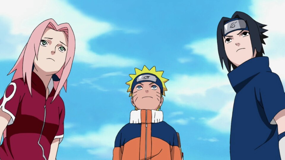 Die Mitglieder von Team 7: Sakura, Naruto und Sasuke.