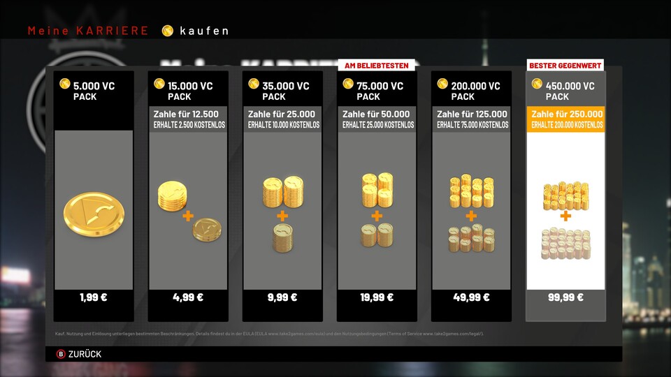 Das größte Problem von NBA 2K19: Für Echtgeld lässt sich die Ingame-Währung VC kaufen, und da man die für so gut wie alles im Spiel braucht, erwartet uns Pay2Win ohne Ende.