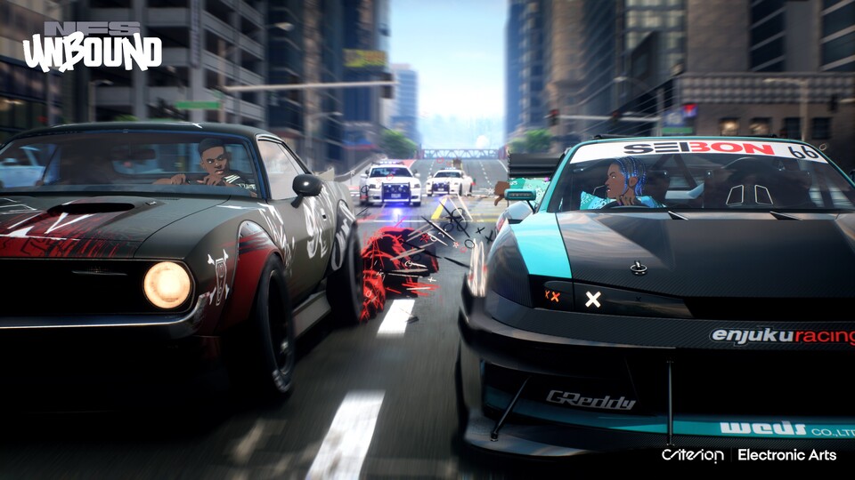 Häufig seid ihr in Need for Speed Unbound in der Großstadt zwischen Wolkenkratzern unterwegs, es gibt aber auch Rennen draußen in der Natur.