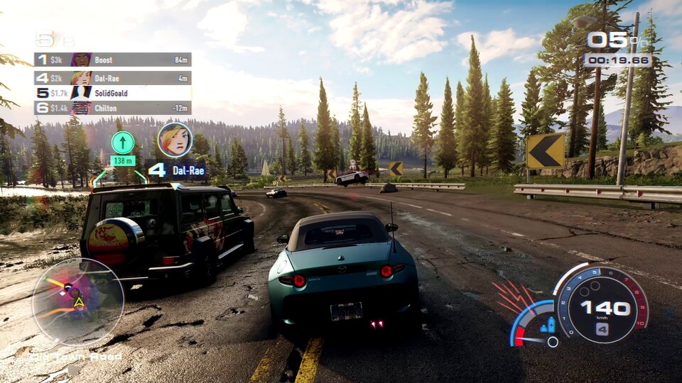 Ihr seid in Need for Speed Unbound nicht nur in den Straßen der Großstadt unterwegs, sondern liefert euch auch Rennen in den Wäldern des Umlands.