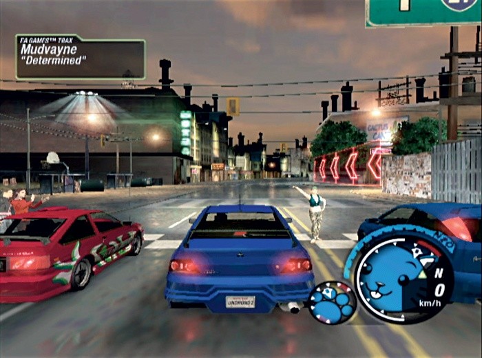 Ihr verändert sogar die Armaturen eures Fahrzeugs: Rechts unten seht ihr ein Knuddel-Tachometer. Screen: GameCube