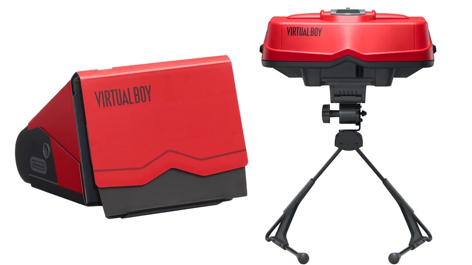 Die Karton-Ausführung (links) des neuen Virtual Boy ist günstiger als die normale Version, kommt aber ohne Standfuß.
