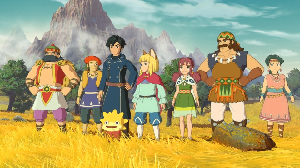 Die Charaktere und ihre Dynamik untereinander sind sehr liebenswert. Vor allem Roland (dritter von links) bringt als Person aus dem Ichi no Kuni (der regulären&quot; Welt) laufend neue Impulse ins Abenteuer.