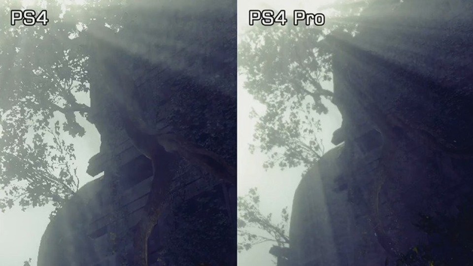 Nier: Automata im Vergleich: PS4 (links) und PS4 Pro (rechts)