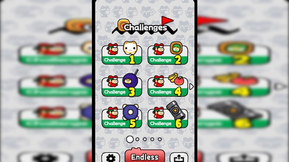 Ninja Spinki Challenges bietet sechs Minispiele im Challenge- sowie im Endless-Mode.