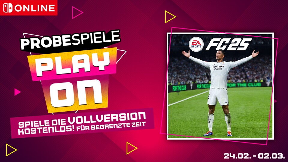 Eine Woche lang könnt ihr durch die Play On-Aktion EA Sports FC 25 kostenlos spielen, falls ihr Nintendo Switch Online abonniert habt.