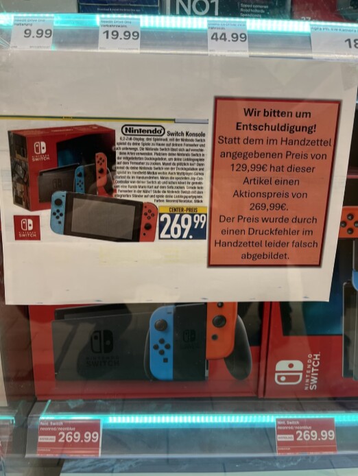 Edekas Entschuldigung für den Druckfehler.