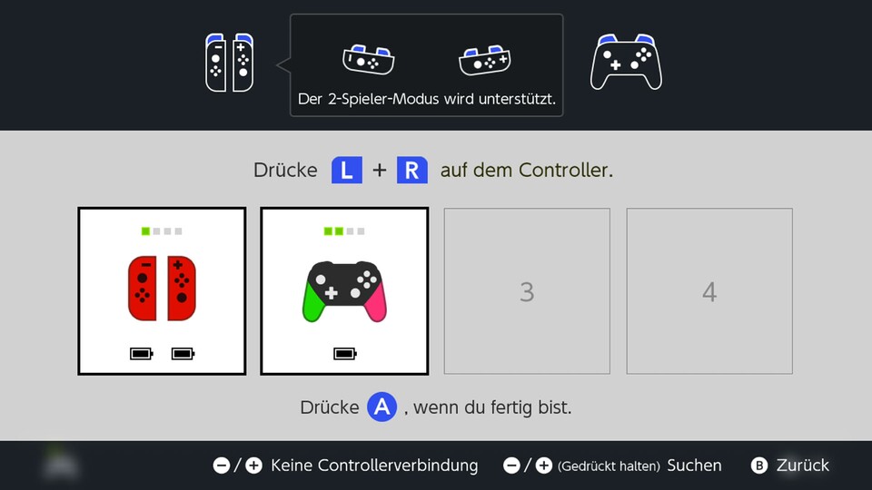Das Menü wirkt zwar ein wenig überladen, lässt euch aber ganz einfach eure Controller in der richtigen Reihenfolge verbinden.