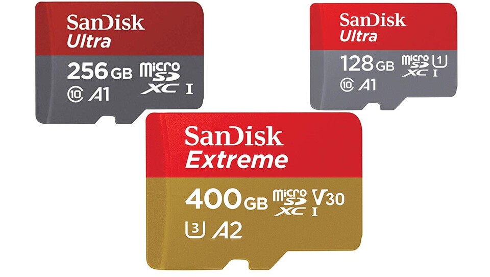 Gleich drei Größen Nintendo Switch Micro-SD Karten sind im Angebot.