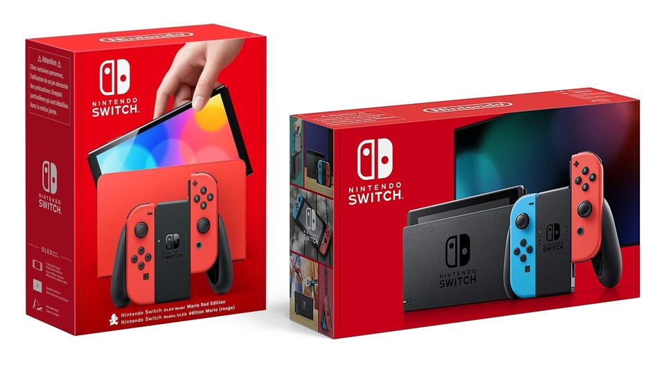 Die Nintendo Switch OLED (links in der Mario Edition) bietet einige Vorteile, die aber vor allem den Handheld- und Tabletop-Modus betreffen.