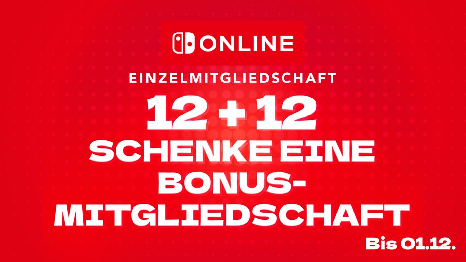 Wenn ihr jetzt ein Jahresabo bei Nintendo Switch Online abschließt, bekommt ihr 12 Monate gratis dazu, die ihr verschenken könnt.