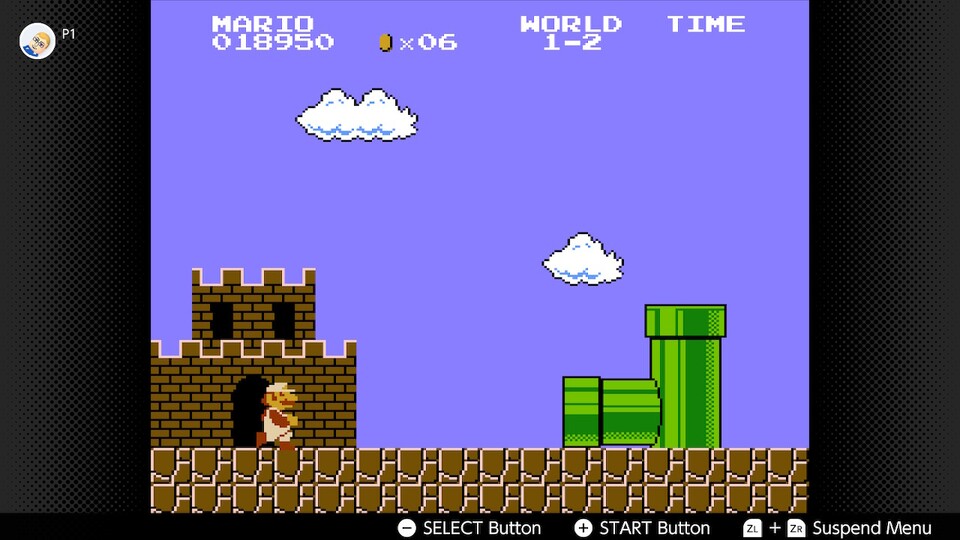 Super Mario Bros. ist eines von zum Start 20 verfügbaren NES-Games.