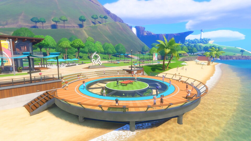 In Nintendo Switch Sports Resort finden die Sportwettkämpfe in einem entspannten Urlaubs-Setting statt.