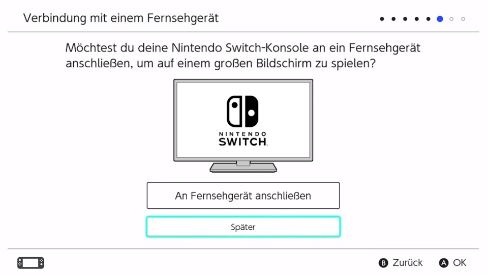 Die Nintendo Switch zeigt euch ganz genau, wie ihr den Handheld am TV anschließt. 